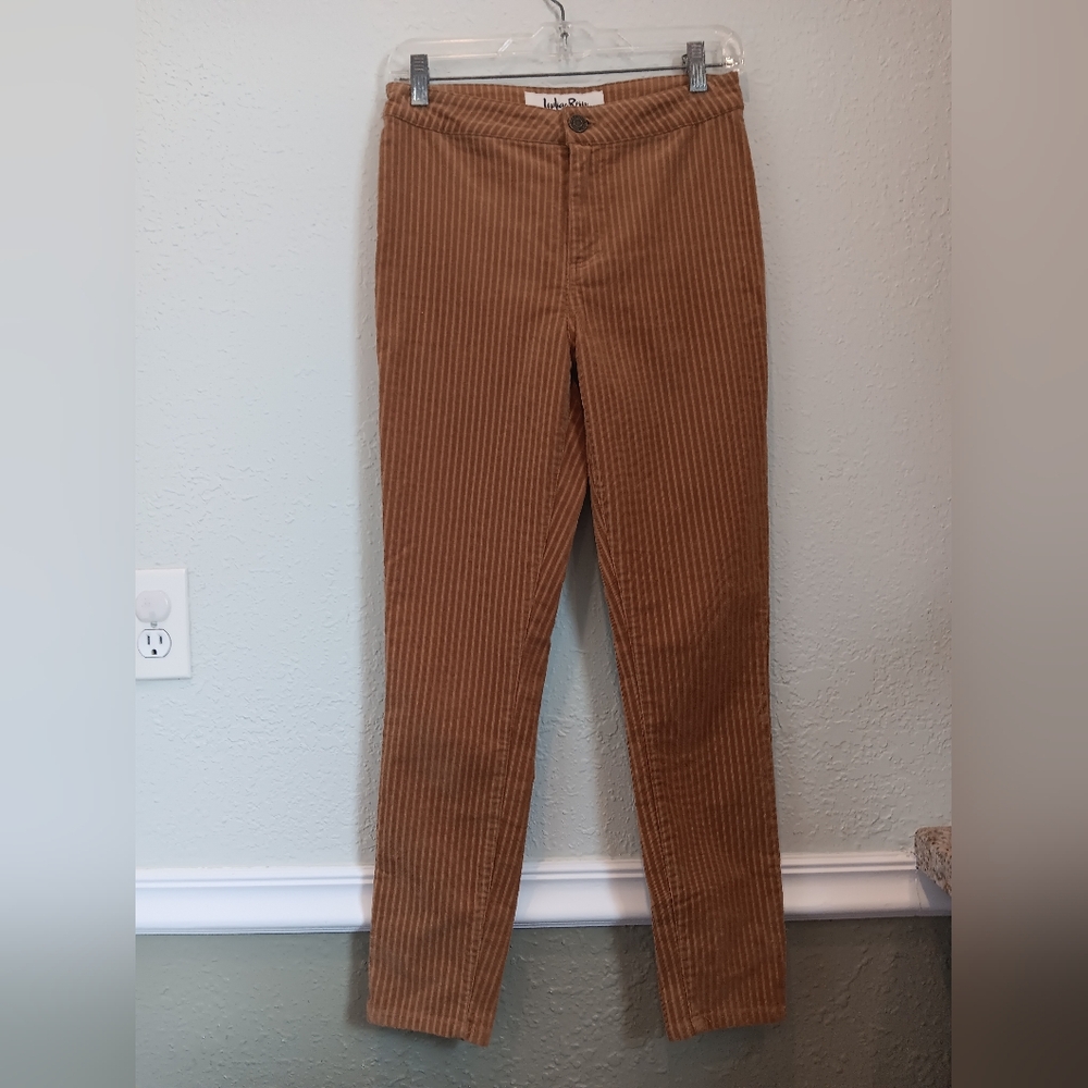 Tan Brown Corduroy Pants Straight Leg Crop Skinny